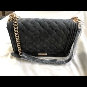 Bebe Grey Quilted Purse With Gold Hardware